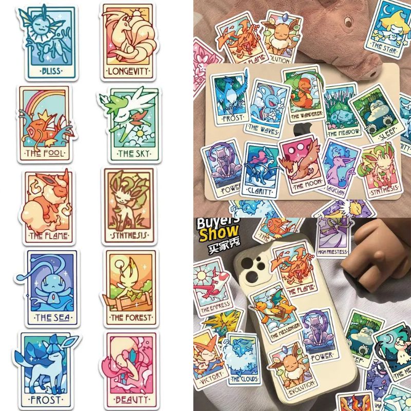 Sticker Sheet Set - 90Pcs/pack Pokemon Eevee Pikachu Tarot Card