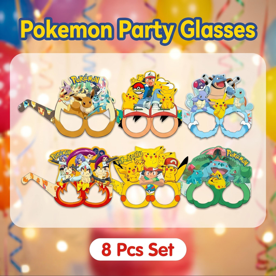 Anime Game Merchandise - Pokémon-themed paper glasses. Cosplay props, birthday