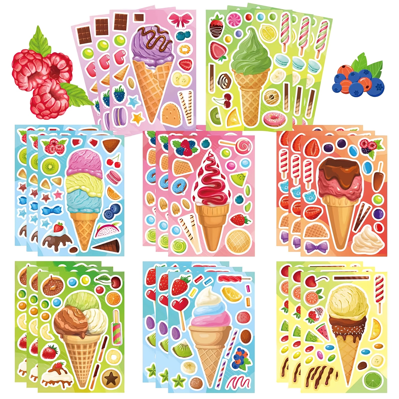 8 Sheets Ice Cream Stickers, C - Sticker Sheet Set avis et prix