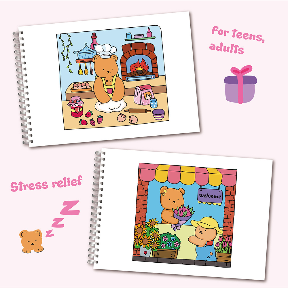 Adorable Bear Coloring Book Se - Sticker Sheet Set avis et prix